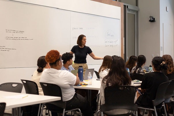 Teacher teaching students