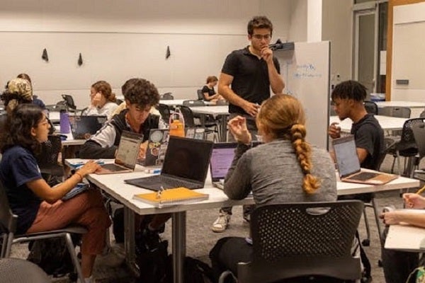 Students in a group study environment 