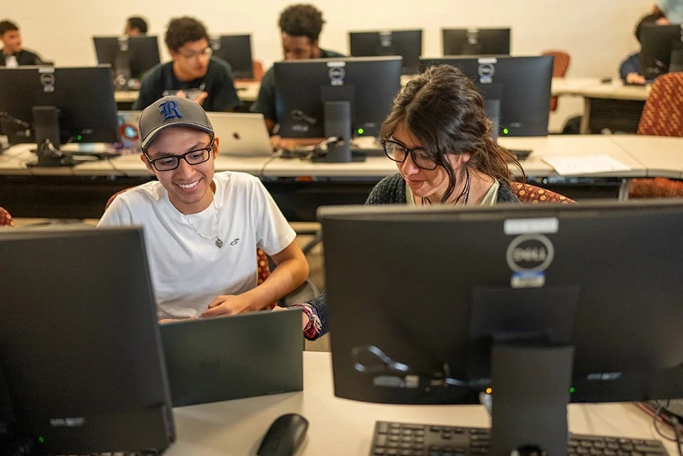 Students working at computer